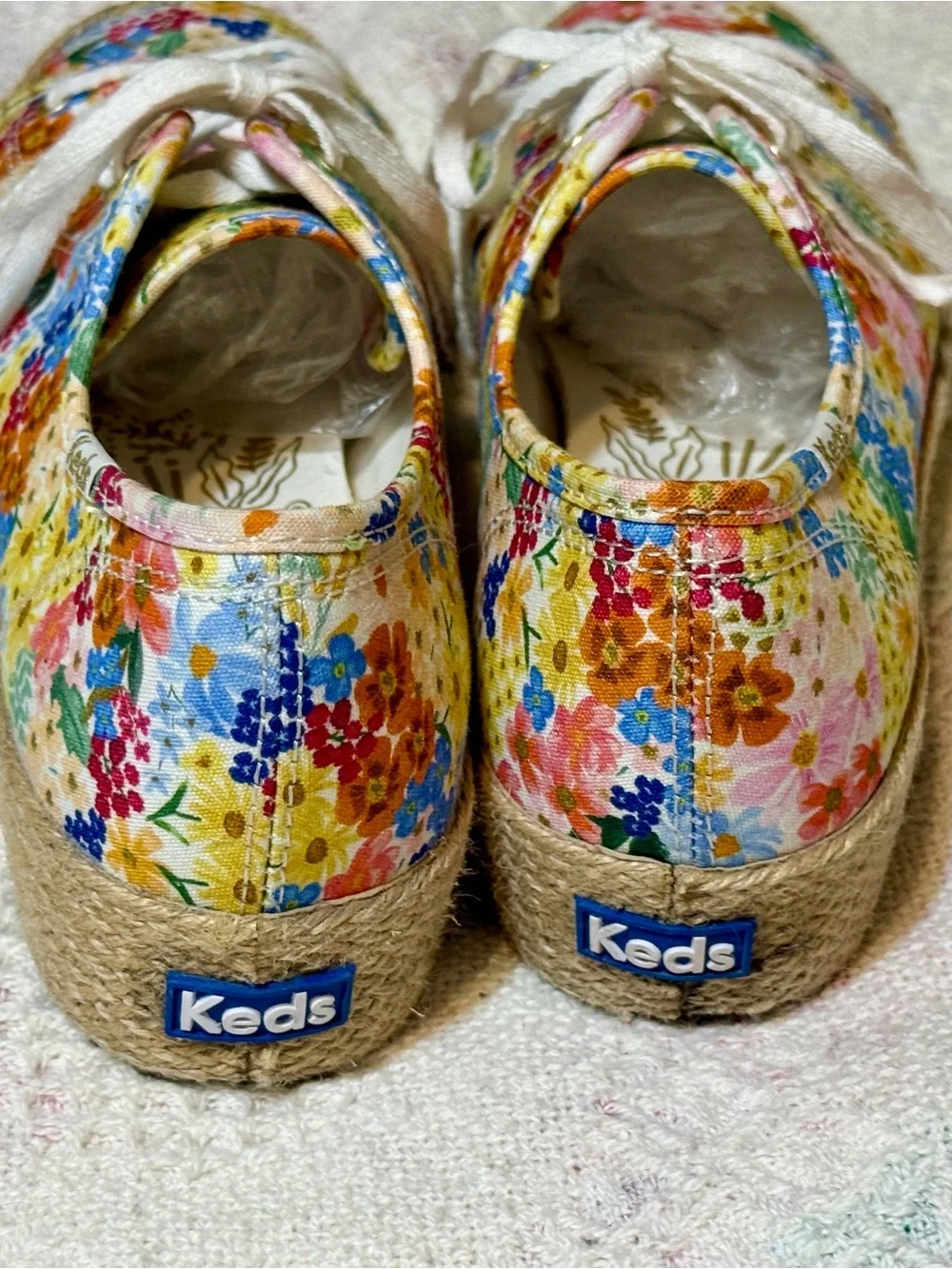 Keds x Rifle Paper Co Womens Floral Canvas Low Top Lace Up Sneakers WF67549 Sz 9